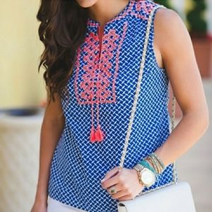 J. Crew Embroidered Silk Cotton Blend Top